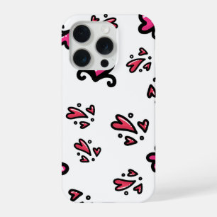 Roze Hartjes Patroon – Mooie Doodle Design iPhone 15 Pro Case