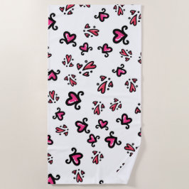 Roze Hartjes Patroon – Mooie Doodle Ontwerp Strandlaken