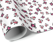 Roze Hartjes Patroon – Mooie Krabbel Design Cadeaupapier (Rol Hoek)