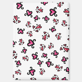 Roze Hartjes Patroon – Mooie Krabbel Design Magneet