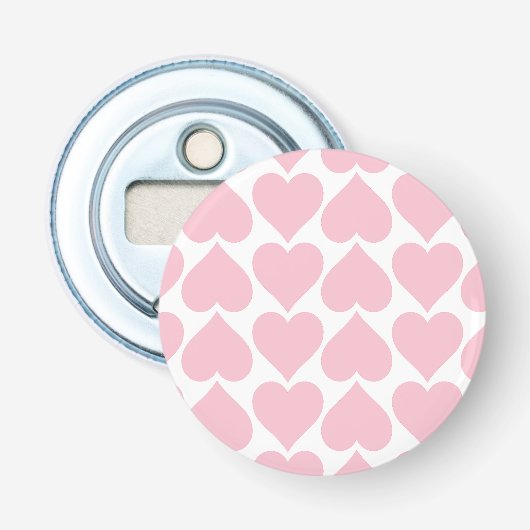 Roze Hartjes Patroon, Romantisch, Liefde Button Flesopener (Voorkant)