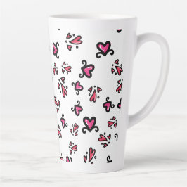 Roze Hartjes Patroon – Schattig Doodle Ontwerp Latte Mok