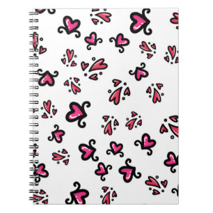 Roze Hartjes Patroon – Schattig Doodle Ontwerp Notitieboek