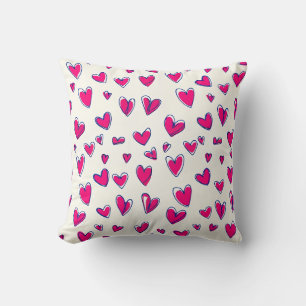 Roze Hartjes Patroon Valentijnsdag Decoratie Kussen