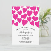 Roze Hartjes Sweet Sixteen Verjaardagsuitnodiging  Kaart (Staand voorkant)