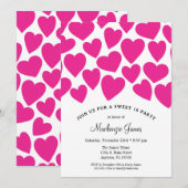 Roze Hartjes Sweet Sixteen Verjaardagsuitnodiging  Kaart (Voorkant / Achterkant)