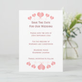 Roze Hartjes Trouwontwerp Save The Date (Staand voorkant)