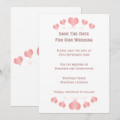 Roze Hartjes Trouwontwerp Save The Date (Voorkant / Achterkant)