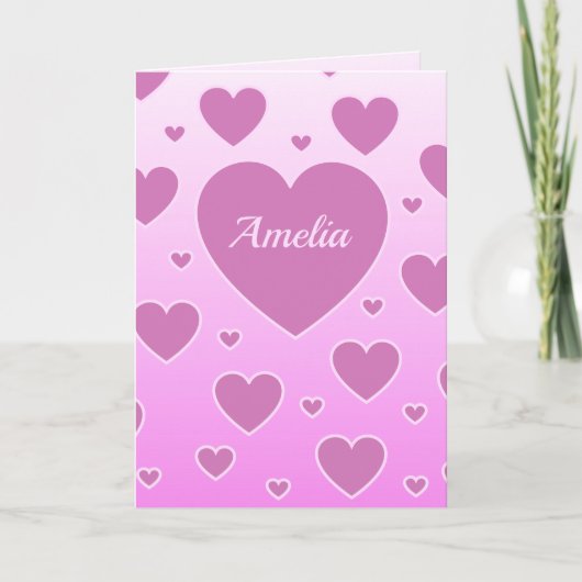 Roze Hartjes Valentijn Kaart (Voorkant)