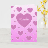 Roze Hartjes Valentijn Kaart (Gele Bloem)
