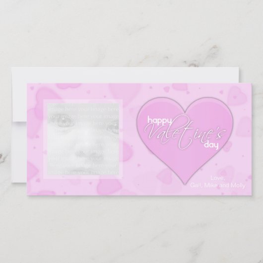 Roze Hartjes Valentijns Foto Kaarten (Voorkant)