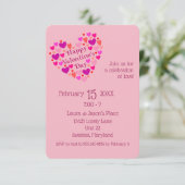 Roze Hartjes Valentijnsdag Feest Uitnodiging (Staand voorkant)