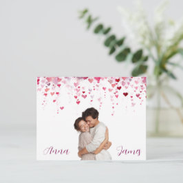 Roze Hartjes Valentijnsdag Kaart Aangepaste Foto