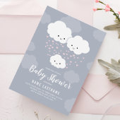 Roze Hartjes Wolken Familie Koppels Baby Shower Me Kaart