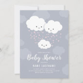 Roze Hartjes Wolken Familie Koppels Baby Shower Me Kaart (Voorkant)