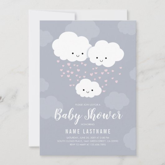 Roze Hartjes Wolken Familie Koppels Baby Shower Me Kaart (Voorkant)
