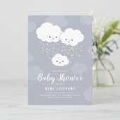 Roze Hartjes Wolken Familie Koppels Baby Shower Me Kaart (Staand voorkant)