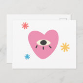 Roze hartkaart briefkaart (Voorkant / Achterkant)