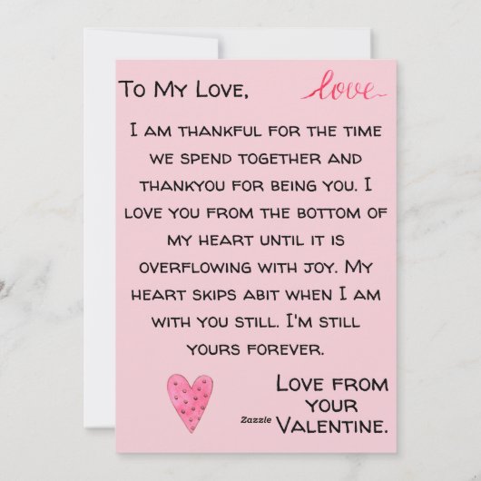  roze hartkaart - persoonlijke Valentijn Feestdagenkaart (Achterkant)