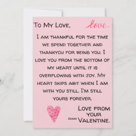  roze hartkaart - persoonlijke Valentijn Feestdagenkaart