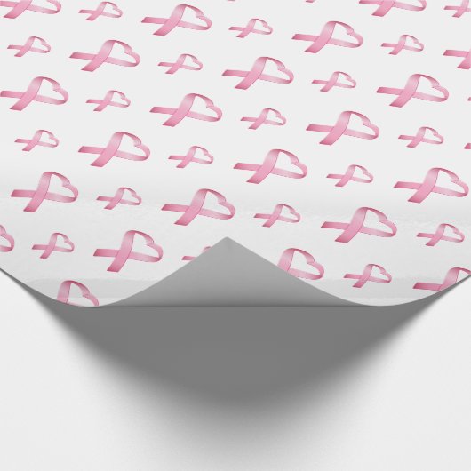Roze hartkanker lint 2 cadeaupapier (Hoek)