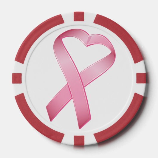 Roze hartkanker lint pokerchips (Voorkant)