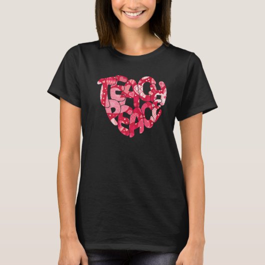 Roze hartklep Vredesliefdesinspiratie Hippie Tea T-shirt (Voorkant)
