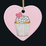 Roze hartkloppingen Bridal Baby shower Celebratie Keramisch Ornament<br><div class="desc">Met een originele markeerafbeelding van een cupcake getopt met vorst, sproinkles en een roze hart. Pas je gewoon aan met je namen. Deze afbeelding is ook beschikbaar op andere producten. Zie je niet wat je zoekt? Hulp nodig bij aanpassingen? Neem contact op met Rebecca om iets voor je te ontwerpen....</div>