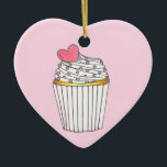 Roze hartkloppingen Bridal Baby shower Celebratie Keramisch Ornament<br><div class="desc">Met een originele markeerafbeelding van een cupcake getopt met vorst, sproinkles en een roze hart. Pas je gewoon aan met je namen. Deze afbeelding is ook beschikbaar op andere producten. Zie je niet wat je zoekt? Hulp nodig bij aanpassingen? Neem contact op met Rebecca om iets voor je te ontwerpen....</div>