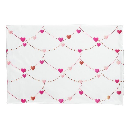 Roze hartkoord kussenhoes (Voorkant)