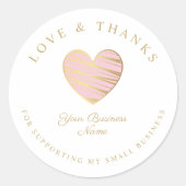 Roze hartliefde en -Bedankt ter ondersteuning van Ronde Sticker (Voorkant)