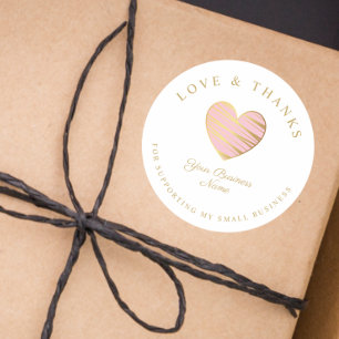 Roze hartliefde en -Bedankt ter ondersteuning van  Ronde Sticker