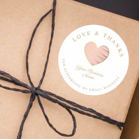 Roze hartliefde en -Bedankt ter ondersteuning van Ronde Sticker