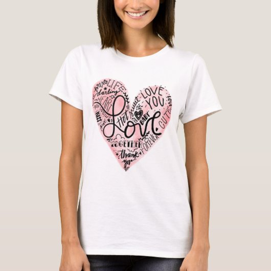 Roze hartliefde Je Valentijnse stomme woorden T-shirt (Voorkant)