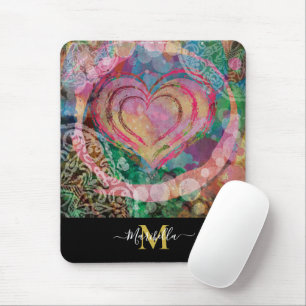 Roze hartliefde Mandala personaliseren Monogram Bo Muismat