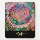 Roze hartliefde Mandala personaliseren Monogram Bo Muismat (Voorkant)