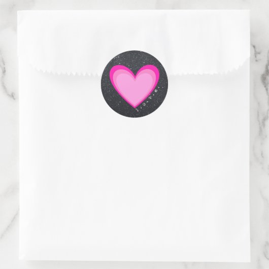 Roze hartliefde ronde sticker (Tas)