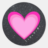 Roze hartliefde ronde sticker (Voorkant)