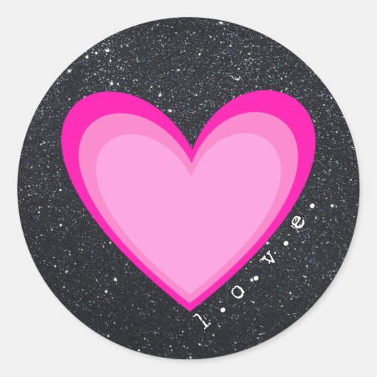 Roze hartliefde ronde sticker (Voorkant)