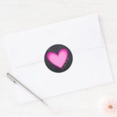Roze hartliefde ronde sticker (Envelop)