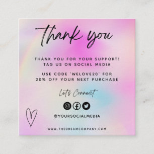 Roze hartmedia Bedankt invoegen Mini Visitekaartje