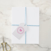Roze hartmotief cadeaulabel (Met Touw)