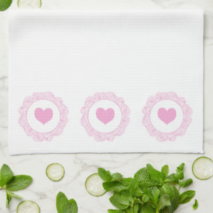 Roze hartmotief theedoek