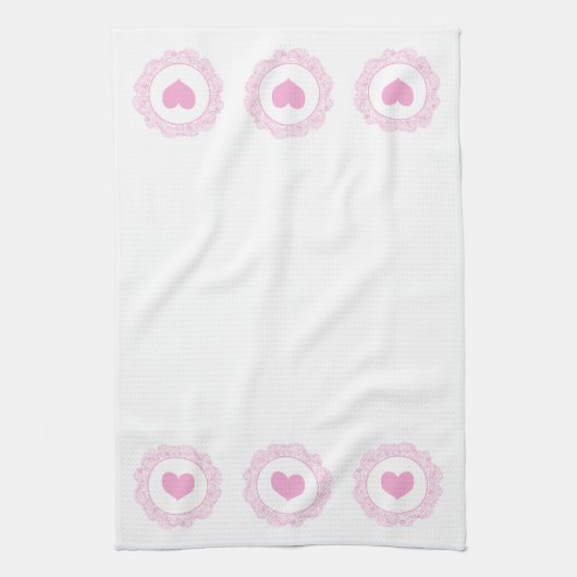 Roze hartmotief theedoek (Verticaal)