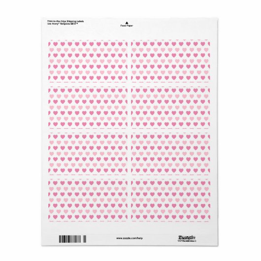 Roze hartnaadloze Valentijnsdag Decoratie Etiket (Full Sheet)