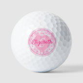 Roze hartnaam en monogram Initiaal voor dames roze Golfballen (Voorkant)