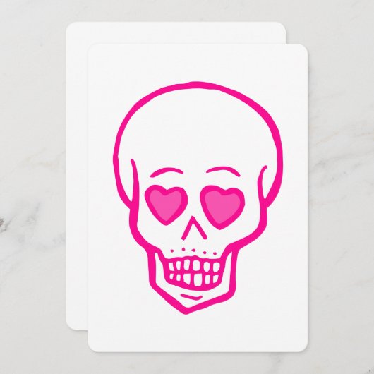 roze hartogen schedel valentijnen kaart (Voorkant / Achterkant)