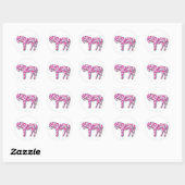 Roze - hartpaard ronde sticker (Vel)