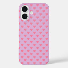 Roze hartpatroon iPhone 16 hoesje