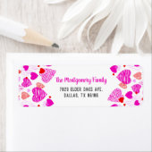 Roze hartpatroon Gepersonaliseerde Valentijn Etiket (Insitu)